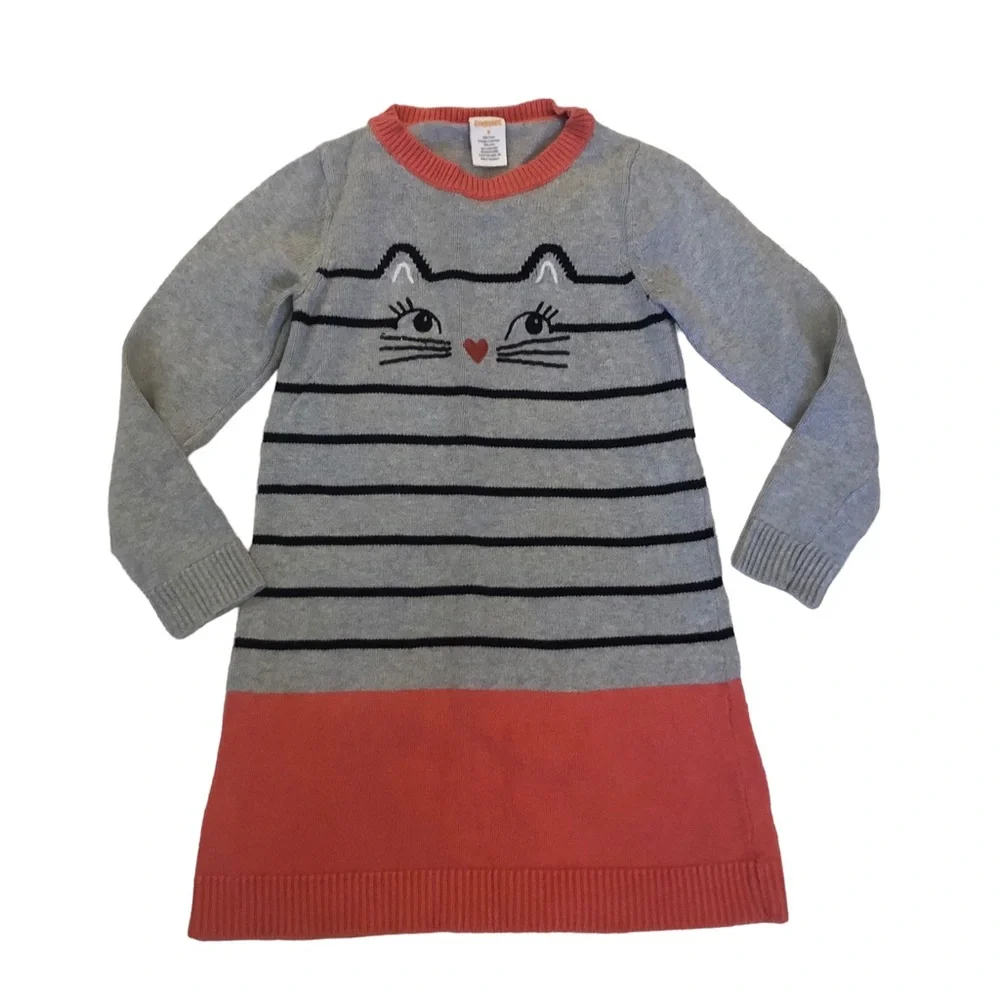 Gymboree Gray Striped Kitty Dress size 6